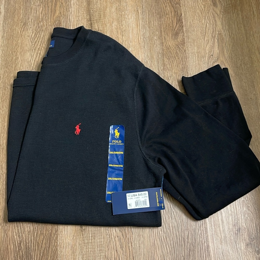 NWT black with red polo horse thermal shirt